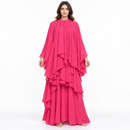 Women’s Fuchsia Layered Cape Maxi Dress S4897