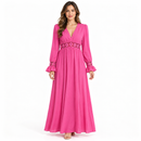 Women’s Fuchsia Floral Lace-Trim Maxi Dress 11018