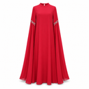 Red Crystal-Trim Cape-Sleeve Maxi Dress S48980