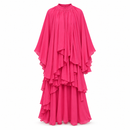 Women’s Fuchsia Layered Cape Maxi Dress S4897