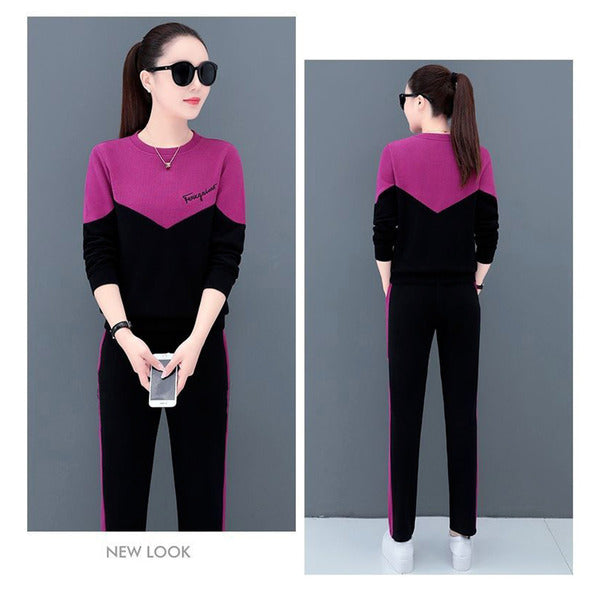 Women's 2 Pcs Long Sleeve Solid Color T-shirt Sets 386818 M Women's 2 Pcs Long Sleeve Solid Color T-shirt Sets 386818 M