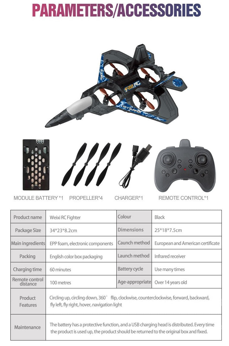 E0-22 2.4GHz RTF Remote Control Airplane 6-Axis Gyro 360 Flip Stunt Radio Control Aircraft EPP Fixed-wing Drone Jet Fighter Toy - Tuzzut.com Qatar Online Shopping