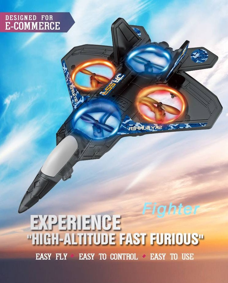 E0-22 2.4GHz RTF Remote Control Airplane 6-Axis Gyro 360 Flip Stunt Radio Control Aircraft EPP Fixed-wing Drone Jet Fighter Toy