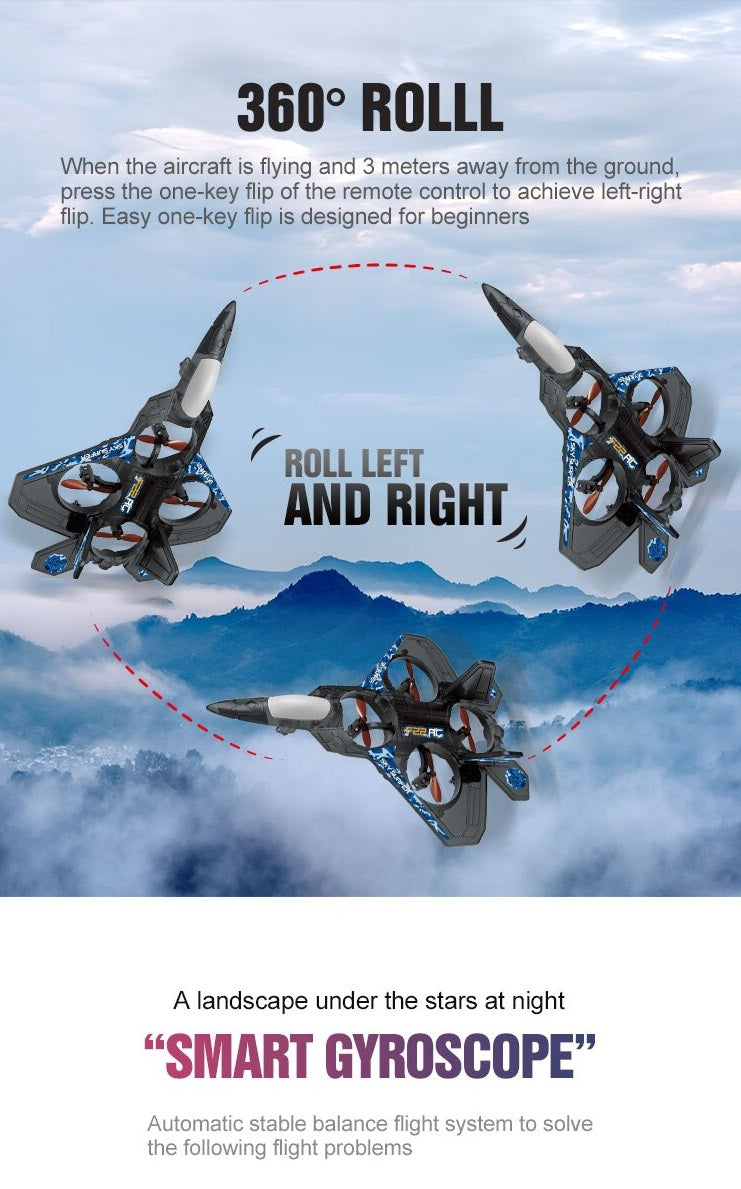 E0-22 2.4GHz RTF Remote Control Airplane 6-Axis Gyro 360 Flip Stunt Radio Control Aircraft EPP Fixed-wing Drone Jet Fighter Toy - Tuzzut.com Qatar Online Shopping