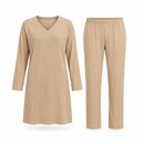 Sand Beige V-Neck Tunic & Trouser Set 19629