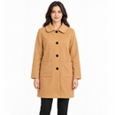 Women’s Camel Button-Front Coat with Patch Pockets NS120