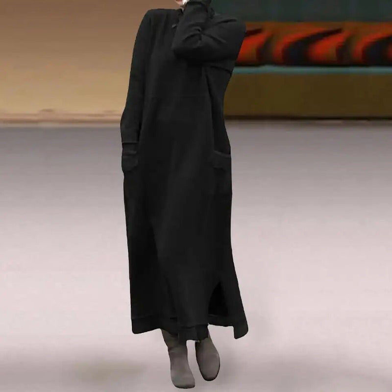 Sweatshirt Dress Trendy Ankle Length Maxi Dress Stylish Casual Plus Size Pullover Sweatshirt Maxi Dress B-16868 - Tuzzut.com Qatar Online Shopping