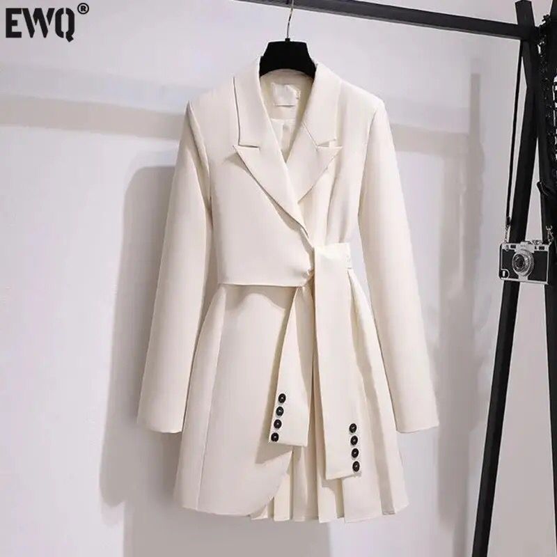 Female Lace Up Waist Long Sleeve Pleated Suit Dress S109348 Female Lace Up Waist Long Sleeve Pleated Suit Dress S109348