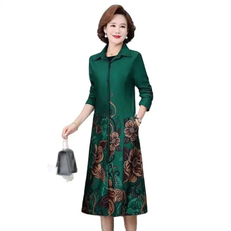 Middle-aged Mother Autumn Windbreaker Coat Temperament Long, Fashionable And Noble, Women's Spring And Autumn Windbreaker Woman. 27857 Middle-aged Mother Autumn Windbreaker Coat Temperament Long, Fashionable And Noble, Women's Spring And Autumn Windbreaker Woman. 27857
