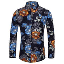 Men's Long Sleeve Print Shirt Slim Fit Lapel Casual Button Shirt S2959307 - Tuzzut.com Qatar Online Shopping