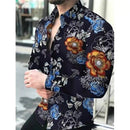 Men's Long Sleeve Print Shirt Slim Fit Lapel Casual Button Shirt S2959307 - Tuzzut.com Qatar Online Shopping