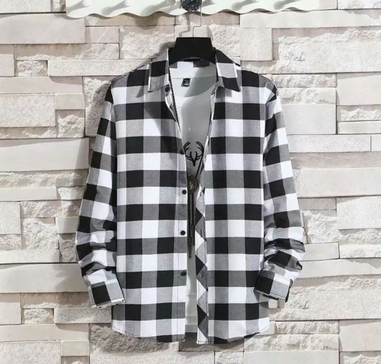 Plaid Shirt Men's Outer Wear Trend All-match Long-sleeved Shirt S3335646 - Tuzzut.com Qatar Online Shopping