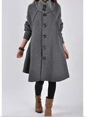 Autumn and Winter New Women's Mid length Loose Woolen Coat Cloak Woolen Windbreaker Coat B-27860 - Tuzzut.com Qatar Online Shopping
