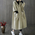 Womens Long Breasted Trench Coat Midi Length Overcoat Women's Casual Jackets Style Coat Women B-27564 - Tuzzut.com Qatar Online Shopping