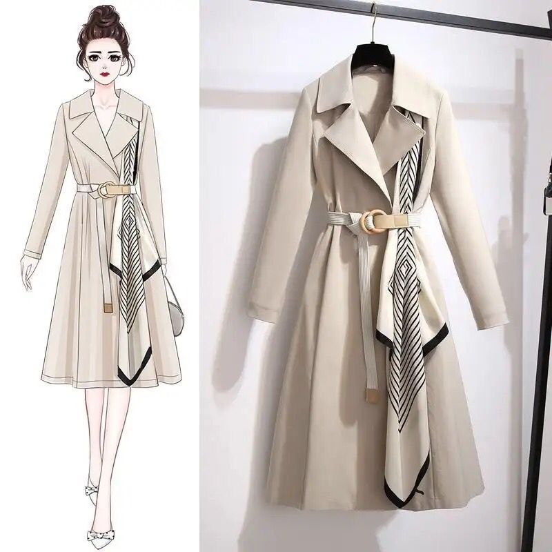 Spring Women's New Belt Long Trench Coat Thin style Fashion Windbreakers Casual and Temperament B-27184 - Tuzzut.com Qatar Online Shopping