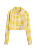 Women Cardigan Plaid Sweaters Women Short Slim Fashion Spring Autumn Cardigans Womenb Sweet B-27779 - Tuzzut.com Qatar Online Shopping