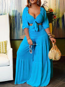 2 Piece Women Set African Summer Autumn Long Sleeve Shirt Blouse Top And Pants Suits Outfits Office Lady Matching Sets Outfit B-15331 - Tuzzut.com Qatar Online Shopping