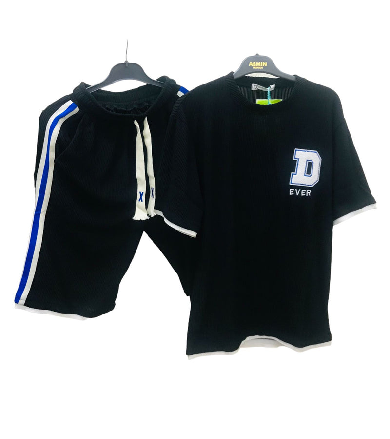Men Sports Suit Cityboy Waffle High Street Letter Short-sleeved T-shirt Versatile Casual Shorts Two-piece Set S1394690 - Tuzzut.com Qatar Online Shopping