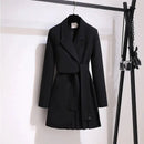 Korea Chic Temperament Autumn New Female Lace Up Waist Notched Long Sleeve Pleated Suit Dress Fashion S109348 - Tuzzut.com Qatar Online Shopping