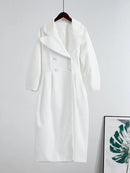 Autumn Lantern Sleeve Women Woolen Blend Coat Lapel Double-Breasted Office Lady Long Jackets Windbreaker Streetwear Female Coats B-39014 - Tuzzut.com Qatar Online Shopping