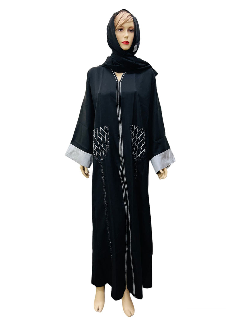 Women's Fashion Abaya Black With Shall X3783773 - Tuzzut.com Qatar Online Shopping