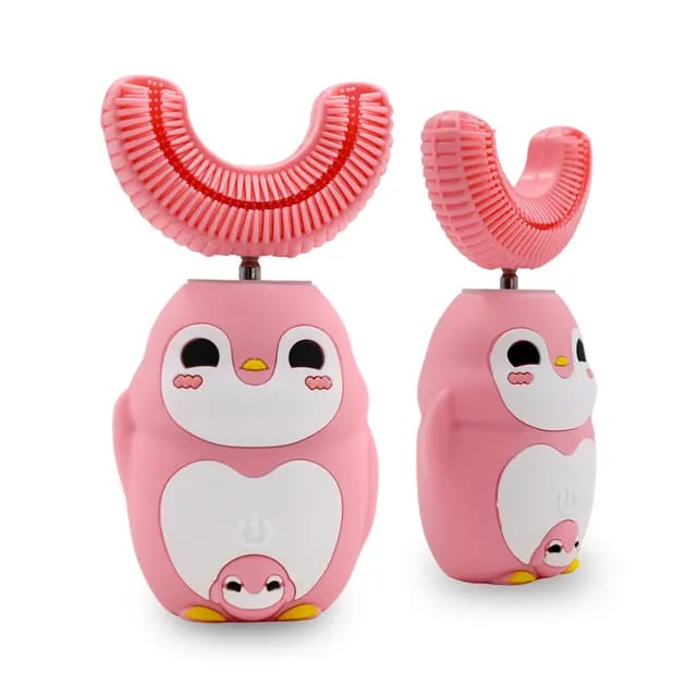 Pink Penguin U-Shape Ultrasonic Kids Electric Toothbrush 3 Cleaning Modes Baby Sonic Toothbrush S4461099 - Tuzzut.com Qatar Online Shopping