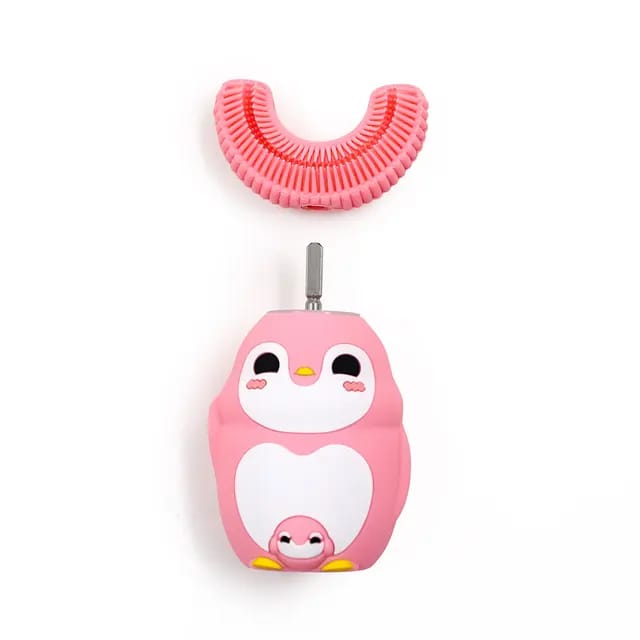 Pink Penguin U-Shape Ultrasonic Kids Electric Toothbrush 3 Cleaning Modes Baby Sonic Toothbrush S4461099 - Tuzzut.com Qatar Online Shopping