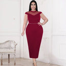 Cocktail Dress Beaded Mesh Appliques Peplum Zipper Ankle Length Evening Dinner Party Elegant Dress for Women S3797208 - Tuzzut.com Qatar Online Shopping