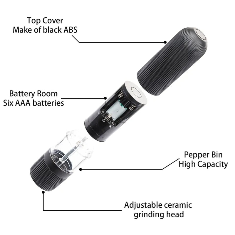 Electric Salt and Pepper Mill Grinders Set Adjustable Thickness Herb Spice Mill with Led Light Kichen Barbecue Grinding Tools S4225177 - Tuzzut.com Qatar Online Shopping