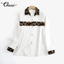 Women's Long Sleeve Leopard Print Patchwork Shirts Formal Party Button Down Top S4521632 - Tuzzut.com Qatar Online Shopping