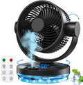 X-18 Air Circulator Fan for Whole Room - 9 Inch Oscillating Fan for Bedroom, Remote Control, 150°- 90° Oscillating,12H Timer and Colorfull Lights, 3 Speeds Misting Fan Office Desktop Home -