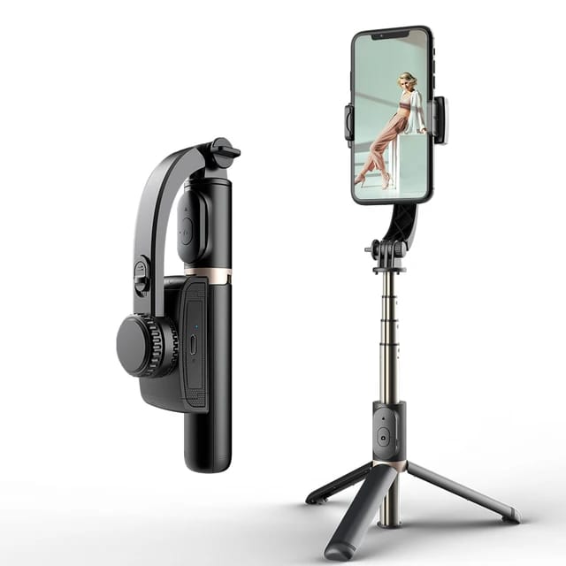 Q08 Gimbal Stabilizer 360 Rotation For Phone Selfi Stick With Hidden Tripod Mobile Single Axis Gimbal Video for Tiktok - Tuzzut.com Qatar Online Shopping