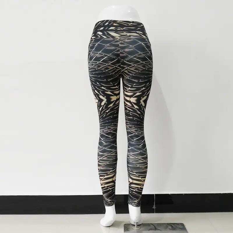FCCEXIO Geometric Pattern Print Women Pants Push Up Running Leggings Sport Slim Pants Casual Trousers Female Fitness Leggings S1276618