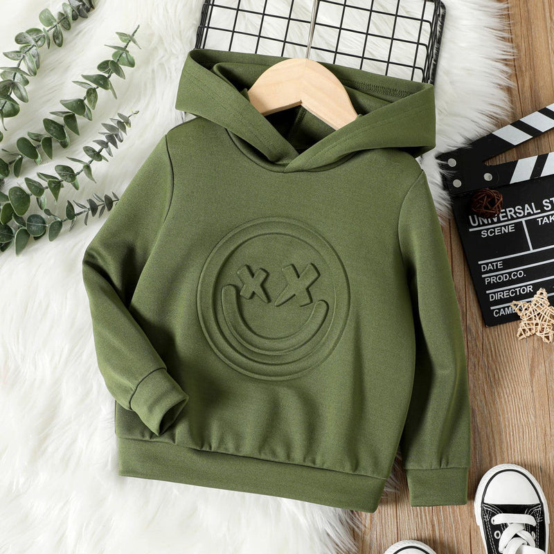 PatPat Toddler Boy Face Graphic Textured Solid Color Hoodie Sweatshirts 20466200 - Tuzzut.com Qatar Online Shopping
