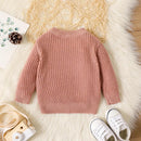 Baby Girl Button Decor Solid Long-sleeve Cable Knit Pullover Sweater 20452048 - Tuzzut.com Qatar Online Shopping