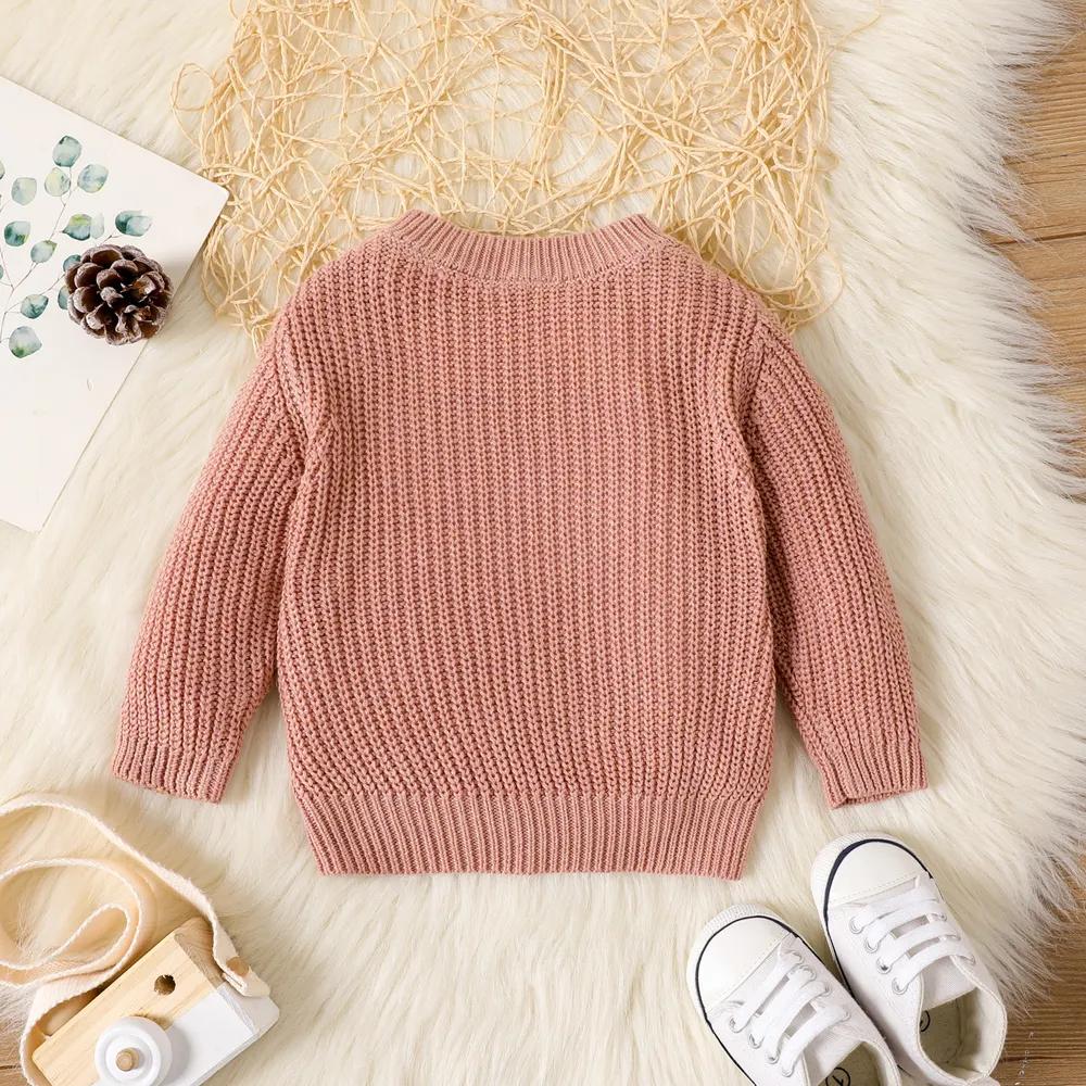 Baby Girl Button Decor Solid Long-sleeve Cable Knit Pullover Sweater 20462048 Baby Girl Button Decor Solid Long-sleeve Cable Knit Pullover Sweater 20462048
