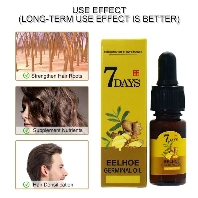 Ginger Hair Growth Essential Oil Serum Hair Regrowth 7 Days Anti-Loss Repair Strong Roots Hair Care - Tuzzut.com Qatar Online Shopping