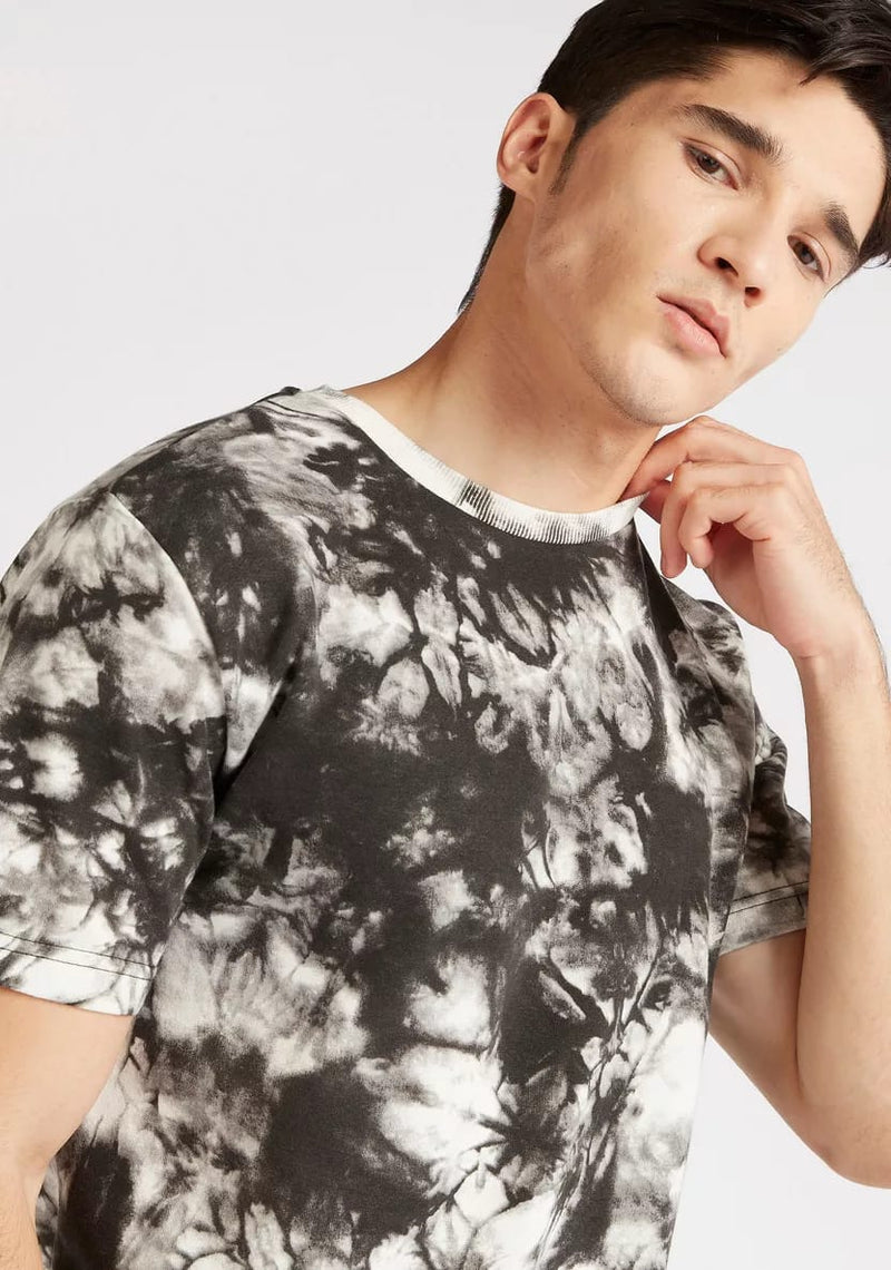 INCERUN Tie-Dye Print T-shirt with Crew Neck and Short Sleeves L S4422825 - Tuzzut.com Qatar Online Shopping