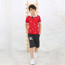 Boys Casual Burberry T-Shirt Shorts Set - Red TK5520 - Tuzzut.com Qatar Online Shopping