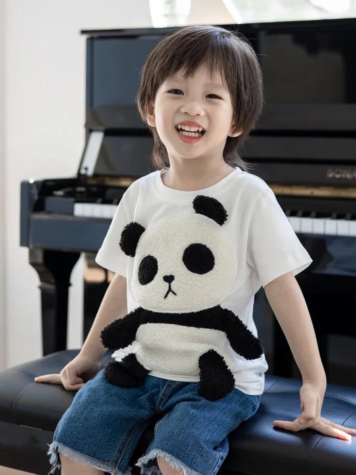 Cute Cartoon 3D Little Panda T-shirt Short Sleeve Children's Boys and Girls' Baby Top Summer 8-9Y 20346552 - Tuzzut.com Qatar Online Shopping