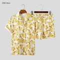 Men Hawaiian Sets Printing Summer Short Sleeve Button Shirt Beach Shorts Streetwear Casual Mens Suit 2 Pieces INCERUN XL S2470731 - Tuzzut.com Qatar Online Shopping