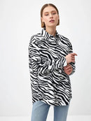 Women's Fashion Zebra Print Shirt L S4438000 - Tuzzut.com Qatar Online Shopping