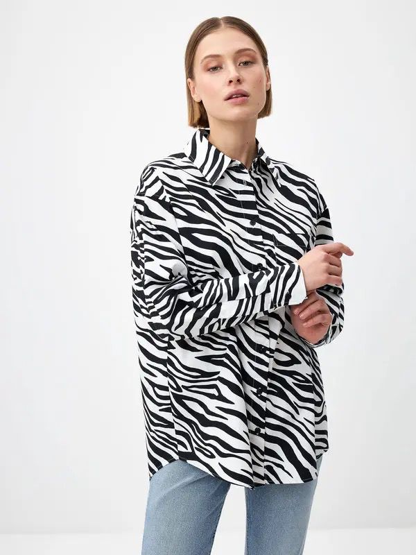Women's Fashion Zebra Print Shirt L S4438000 Women's Fashion Zebra Print Shirt L S4438000