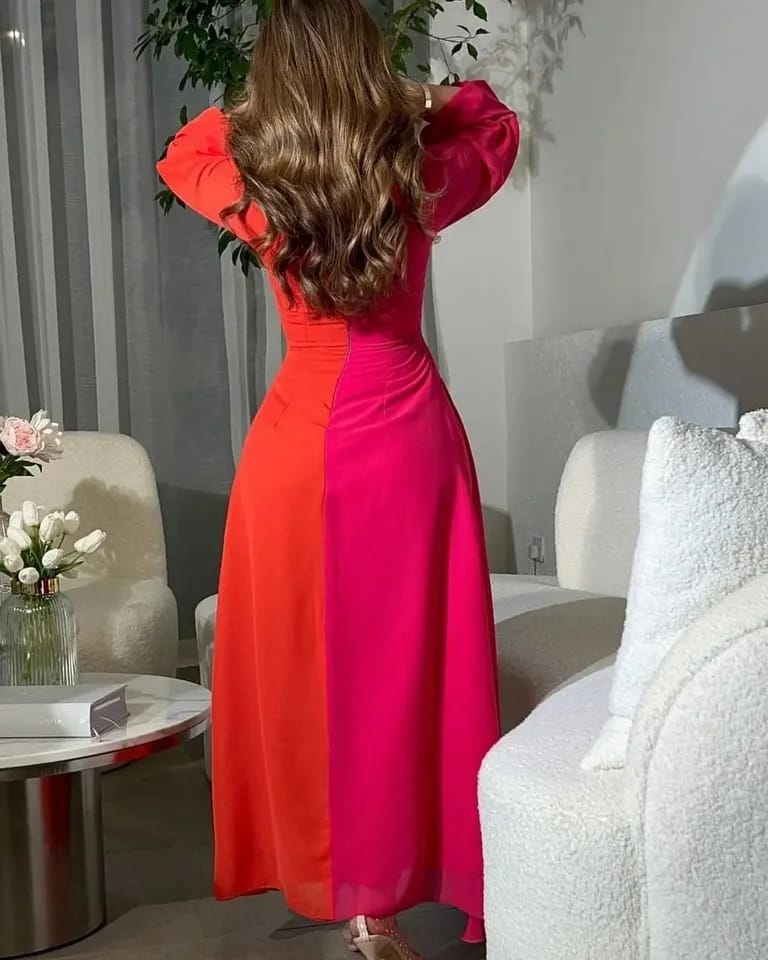 Dubai Women Saudi Arabia Prom Dresses Long Sleeves V Neck Evening Party Formal Occasion Gowns L S4820447