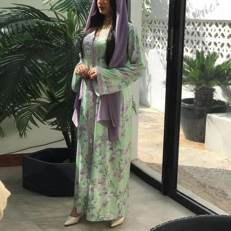 Morocco Muslim Abaya Dress Women Elegant Kaftan Prayer Abayas Ramadan Dubai Turkey Islam Robe Longue Musulmane Vestido Largos M S4410168 - Tuzzut.com Qatar Online Shopping