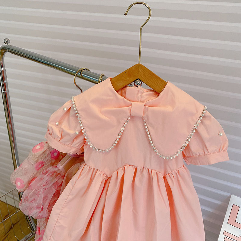 New Spring summer baby children kids girl Nail beading casual cotton dresses Children's clothes 3-4 X4856055