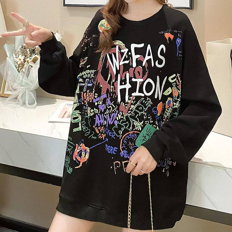Linsennia Women's Sweatshirt Goth Hoodies Harajuku Crewneck Aesthetic Gothic Clothes Korean Fashion Pullover Tops M X4085989