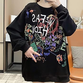 Linsennia Women's Sweatshirt Goth Hoodies Harajuku Crewneck Aesthetic Gothic Clothes Korean Fashion Pullover Tops M X4085989