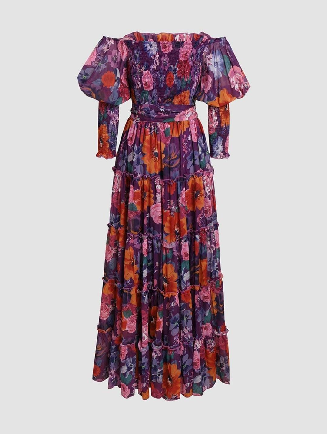 Floral-print one-shoulder chiffon dress S4655888 Floral-print one-shoulder chiffon dress S4655888