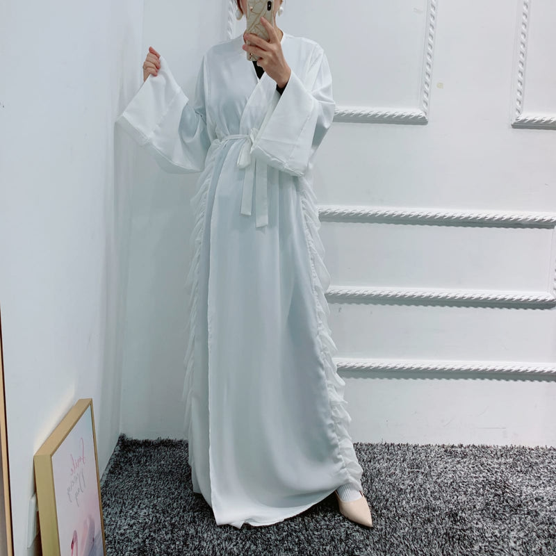 Ramadan Muslim Fashion Hijab Dress Open Abaya Dubai Nida Chiffon Abayas for Women S S4610365